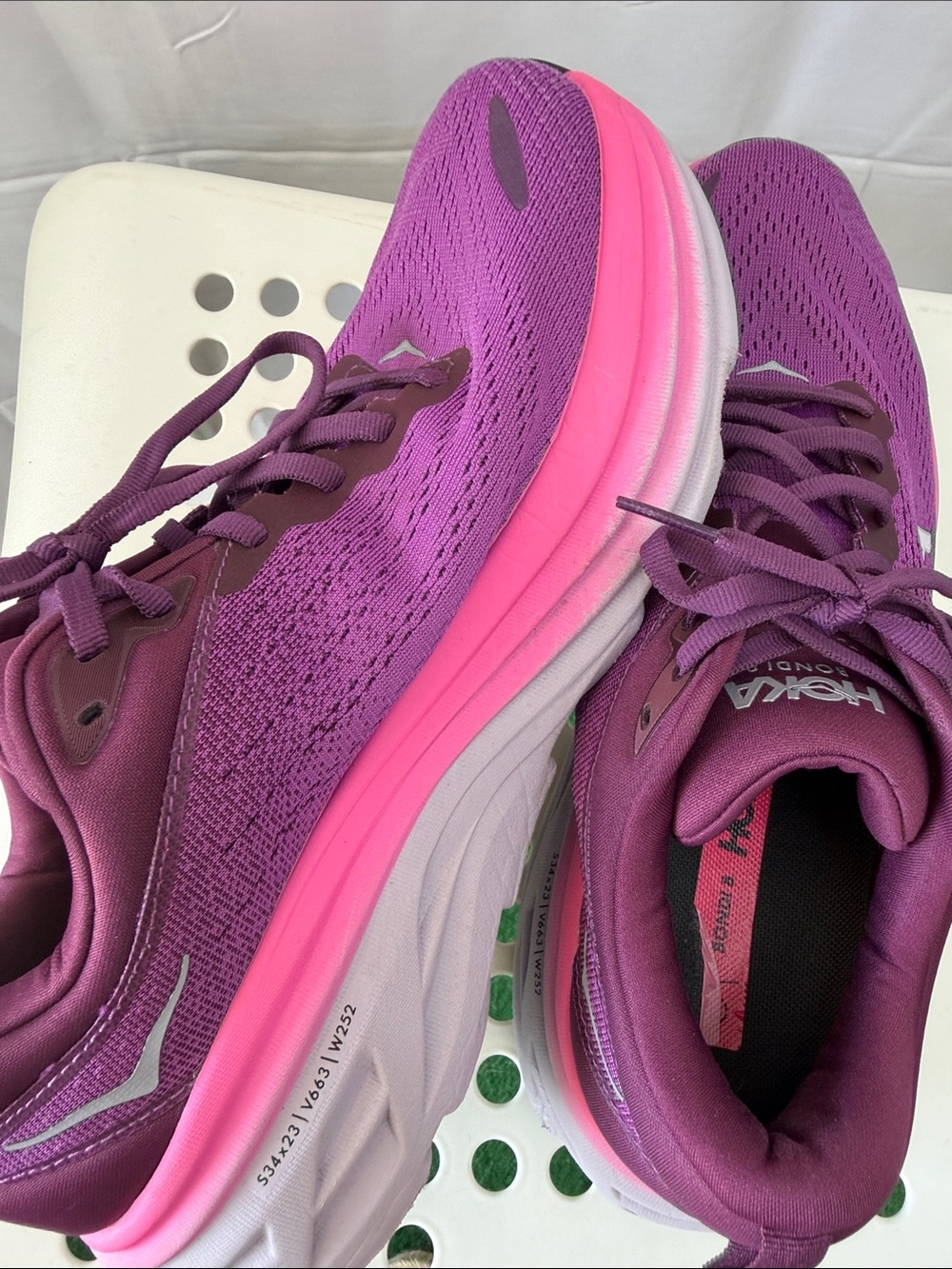 Hoka Women’s Magenta and Deep Plum Running Shoes - Picture 7 of 8
